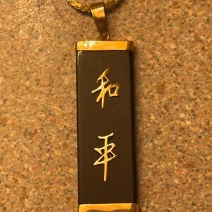 14k gold  and black onyx Pendant Necklace